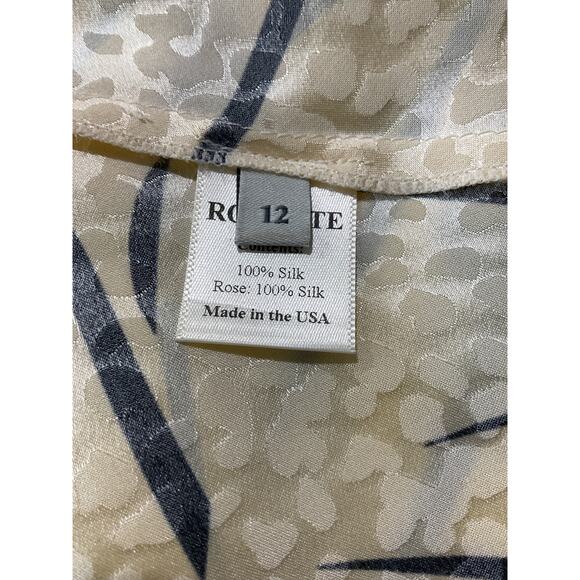 Rodarte 'Embellished' Yellow Printed Silk-Jacquard Midi Dress Size 12 - Picture 4 of 6